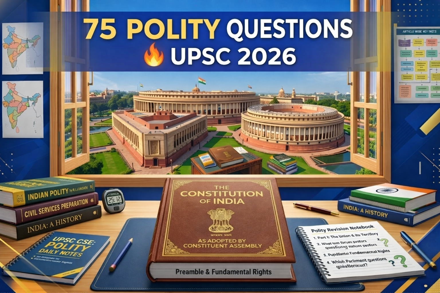 75 Important Polity Questions for UPSC Prelims (PYQs + Practice MCQs With Answers)
