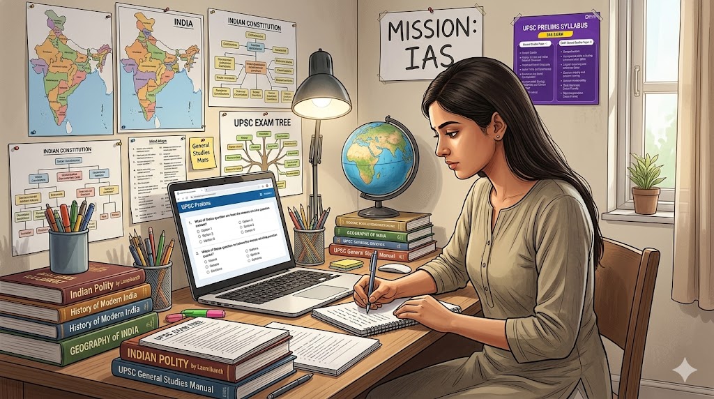 UPSC prelims MCQ practice study session