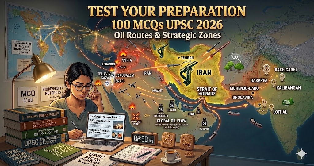 UPSC student solving current affairs MCQs 2026