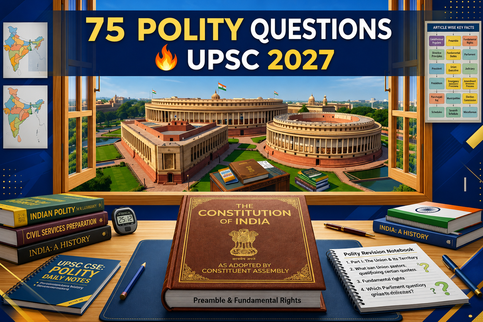 Important Polity Questions for UPSC Prelims 2027 (PYQs + Practice MCQs With Answers)