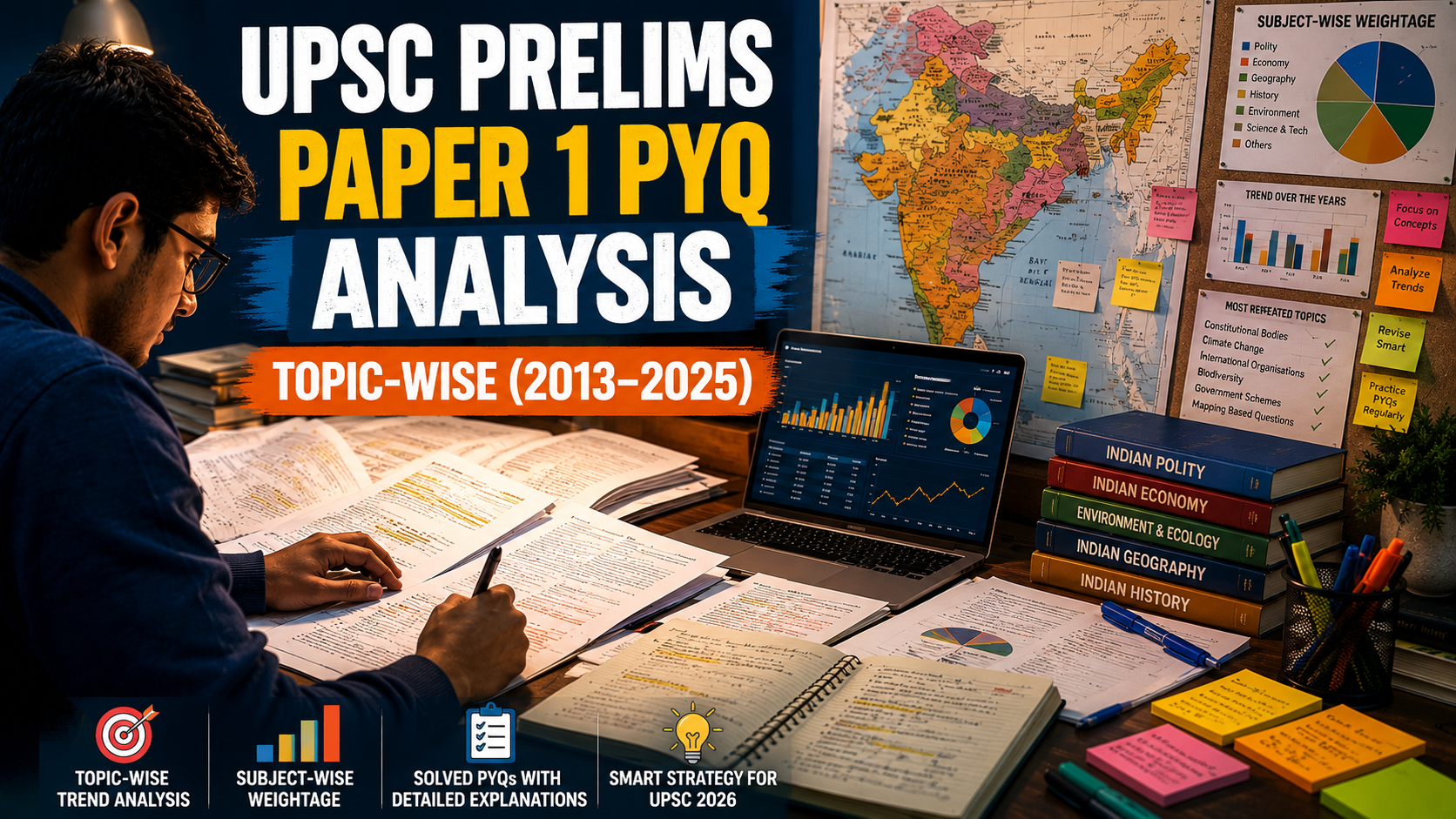 UPSC Prelims Paper 1 PYQ Analysis : Powerful Topic-Wise Trends (2013–2025)