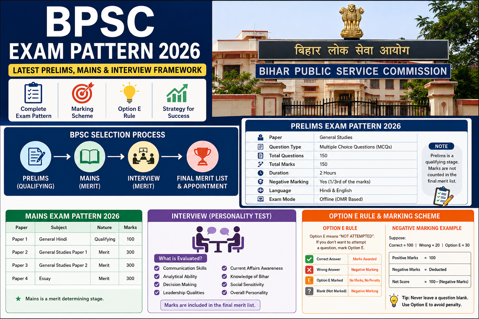 Perfect BPSC Exam Pattern 2026: Latest Prelims, Mains & Interview Framework