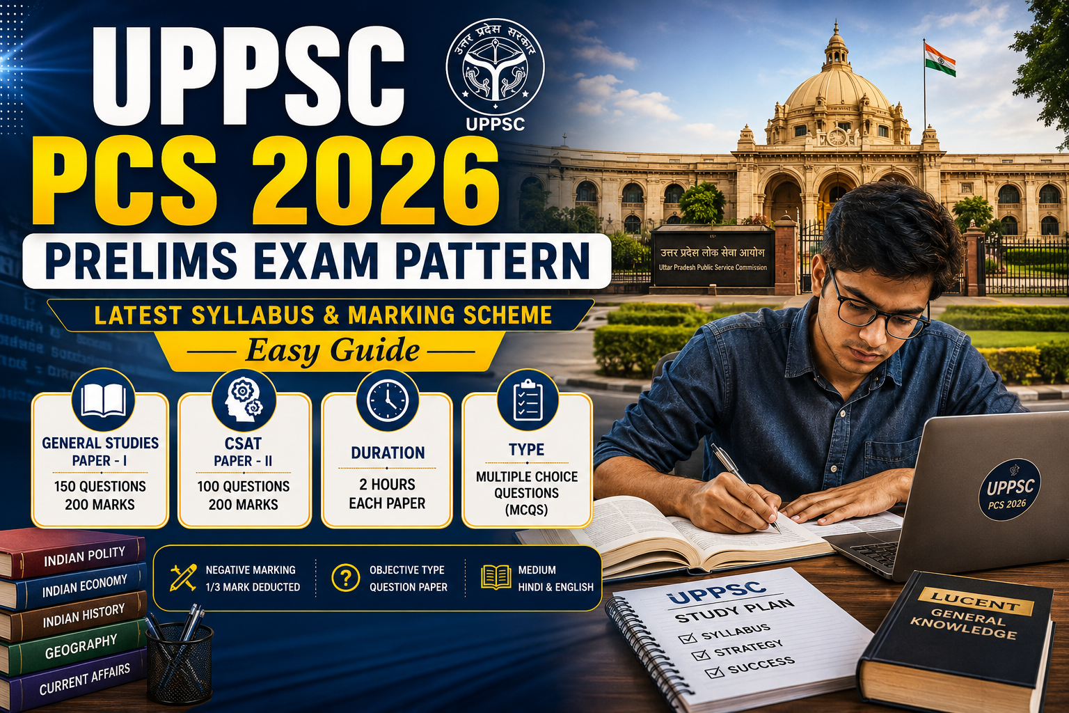 UPPSC PCS 2026 Prelims Exam Pattern : Latest Syllabus & Marking Scheme Easy Guide