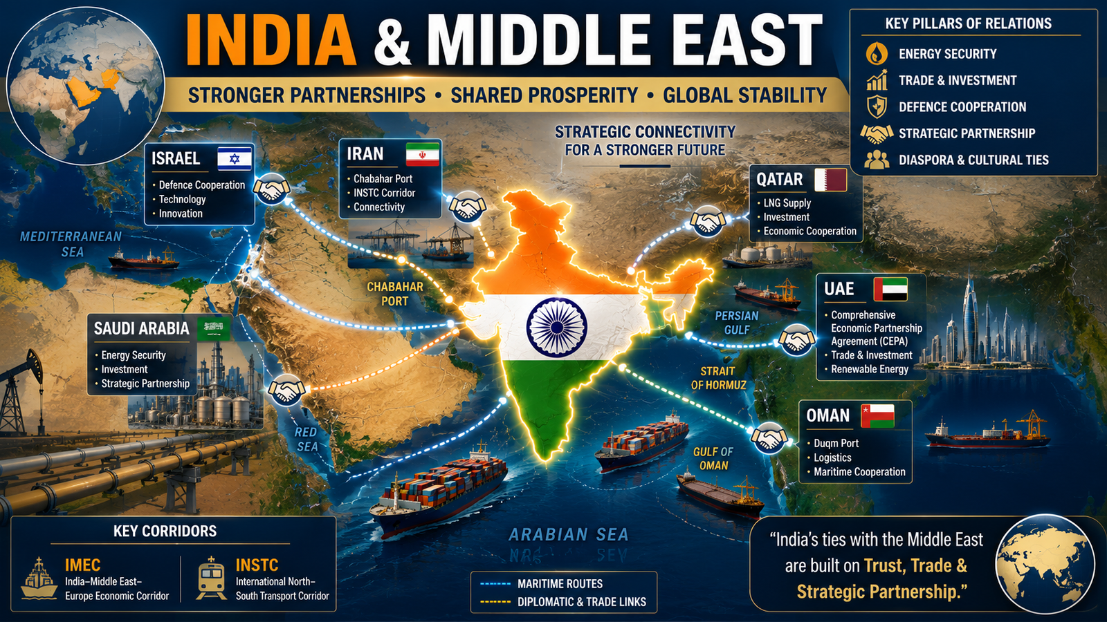 India Middle East Relations MCQs 2026