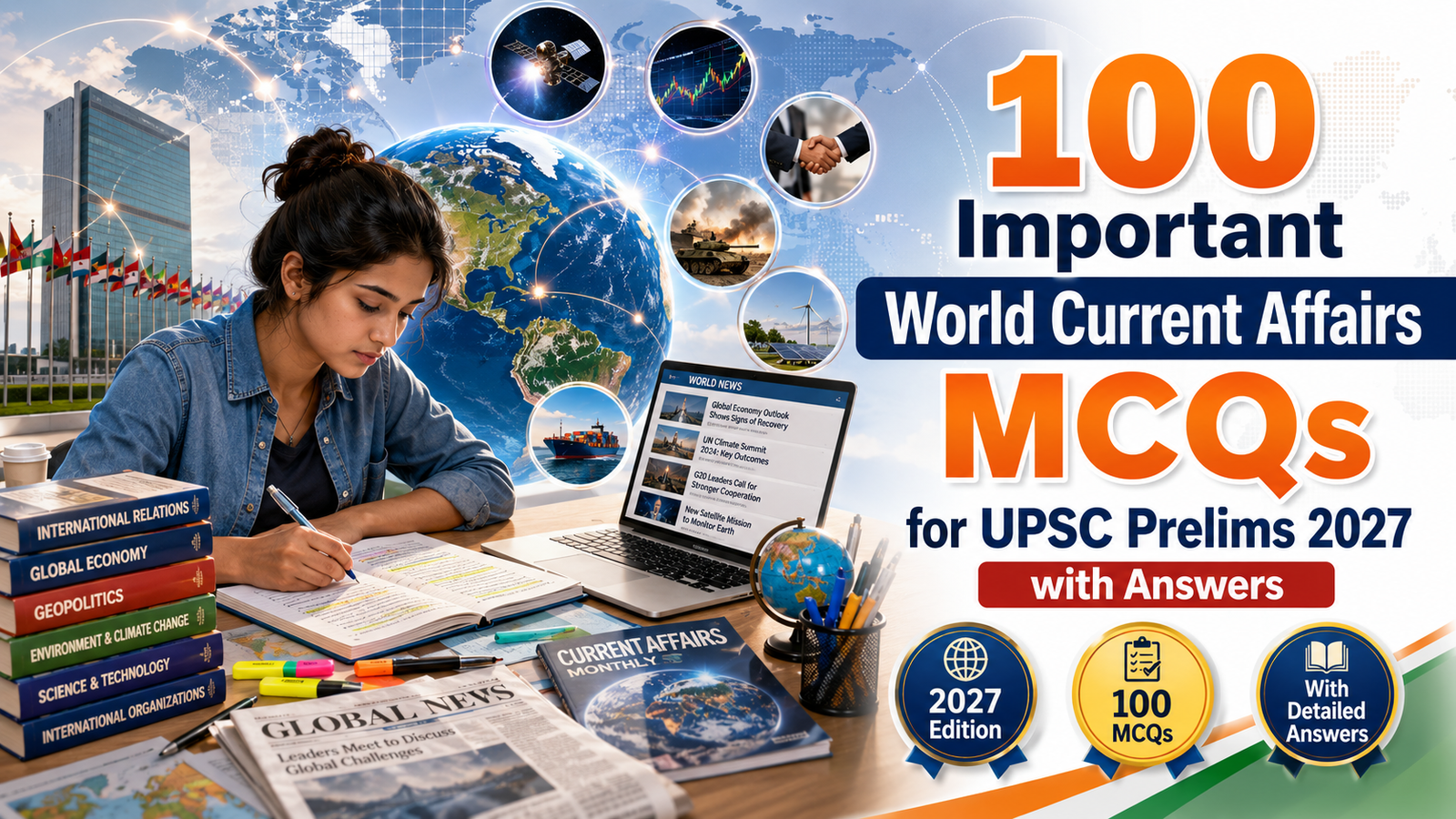 100 Important World Current Affairs MCQs for UPSC Prelims 2027 with Answers