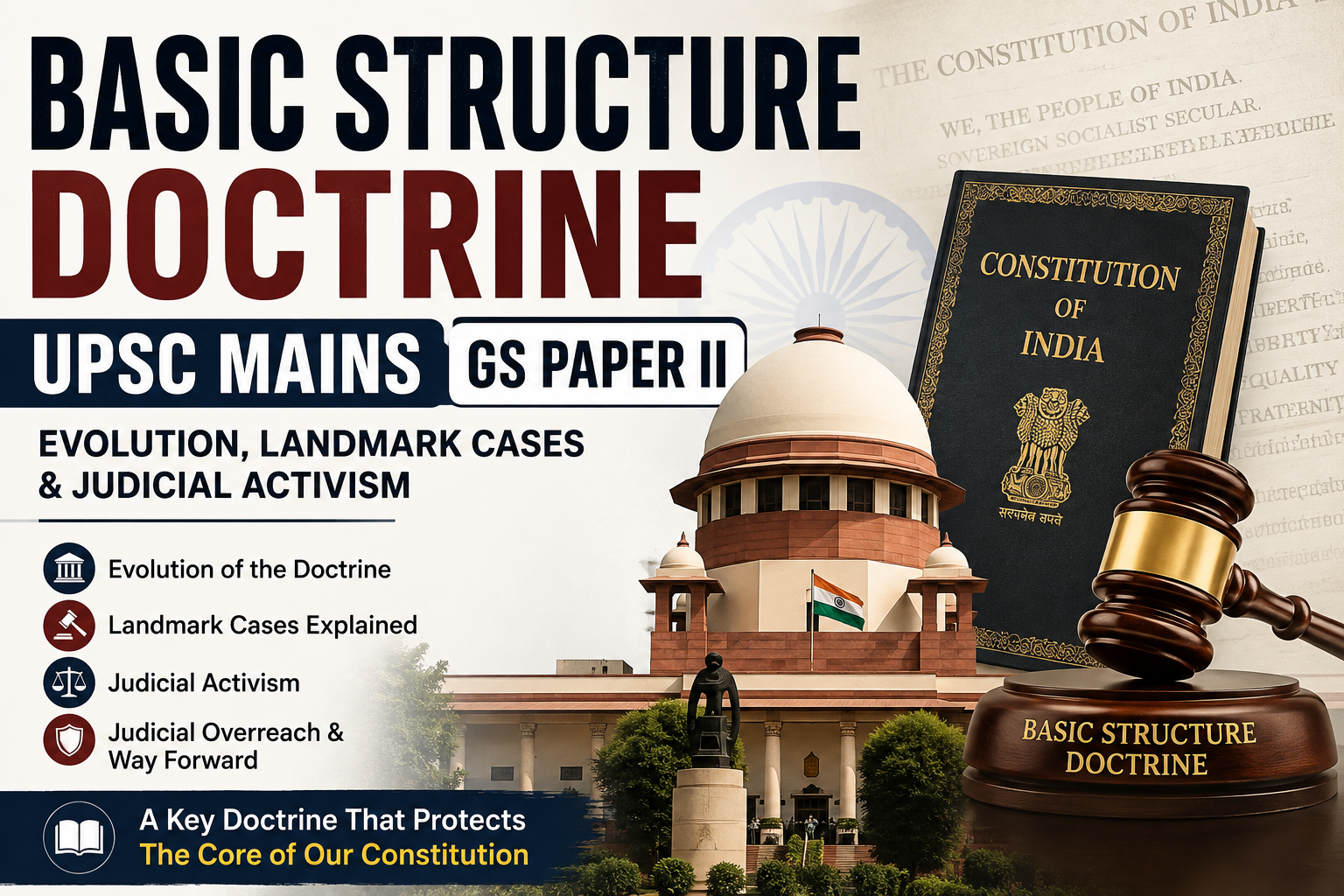 Basic Structure Doctrine UPSC Mains GS Paper II: Evolution, Landmark Cases & Judicial Activism