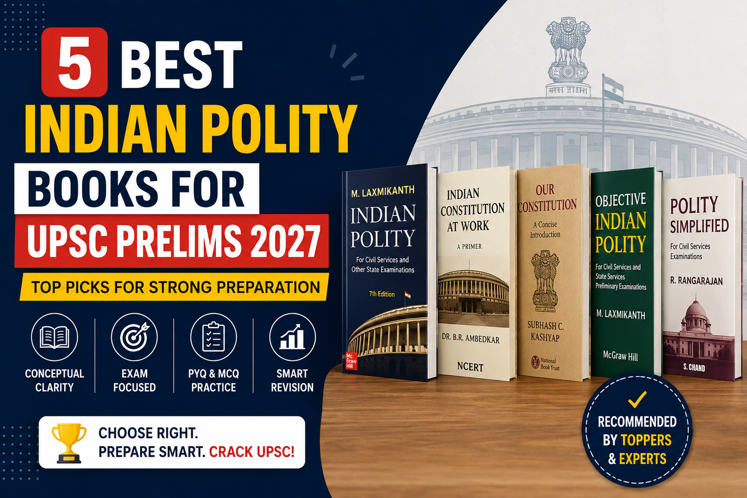 5 Best Indian Polity Books for UPSC Prelims 2027: Top Picks for Strong Preparation