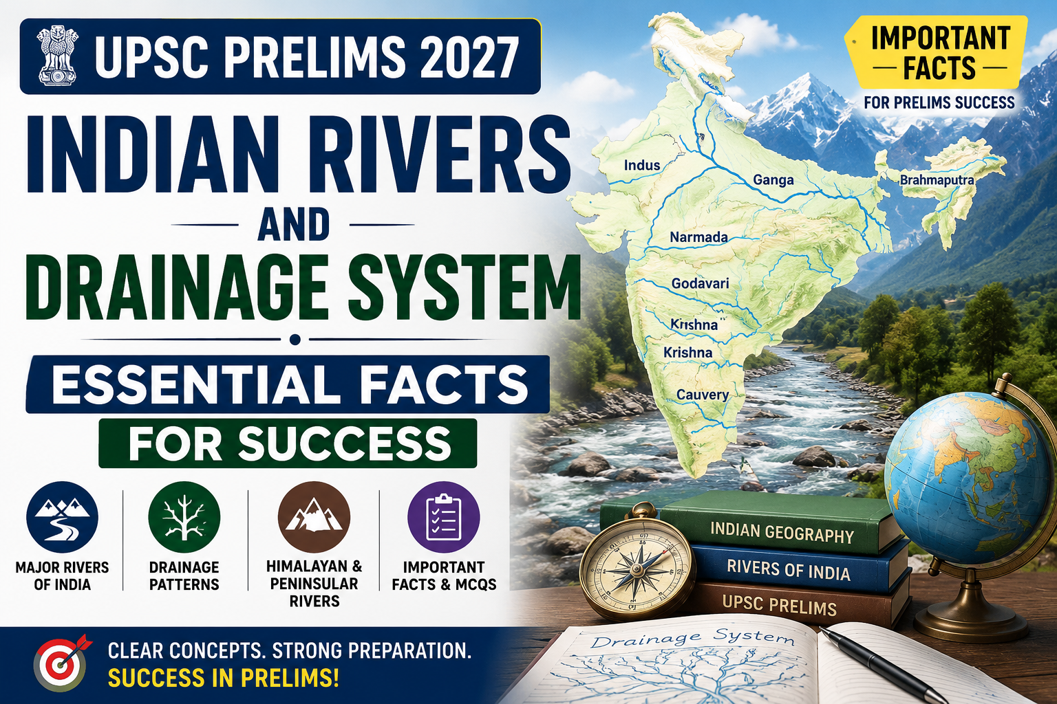 Indian Rivers and Drainage System UPSC Prelims 2027: Important Facts for Success