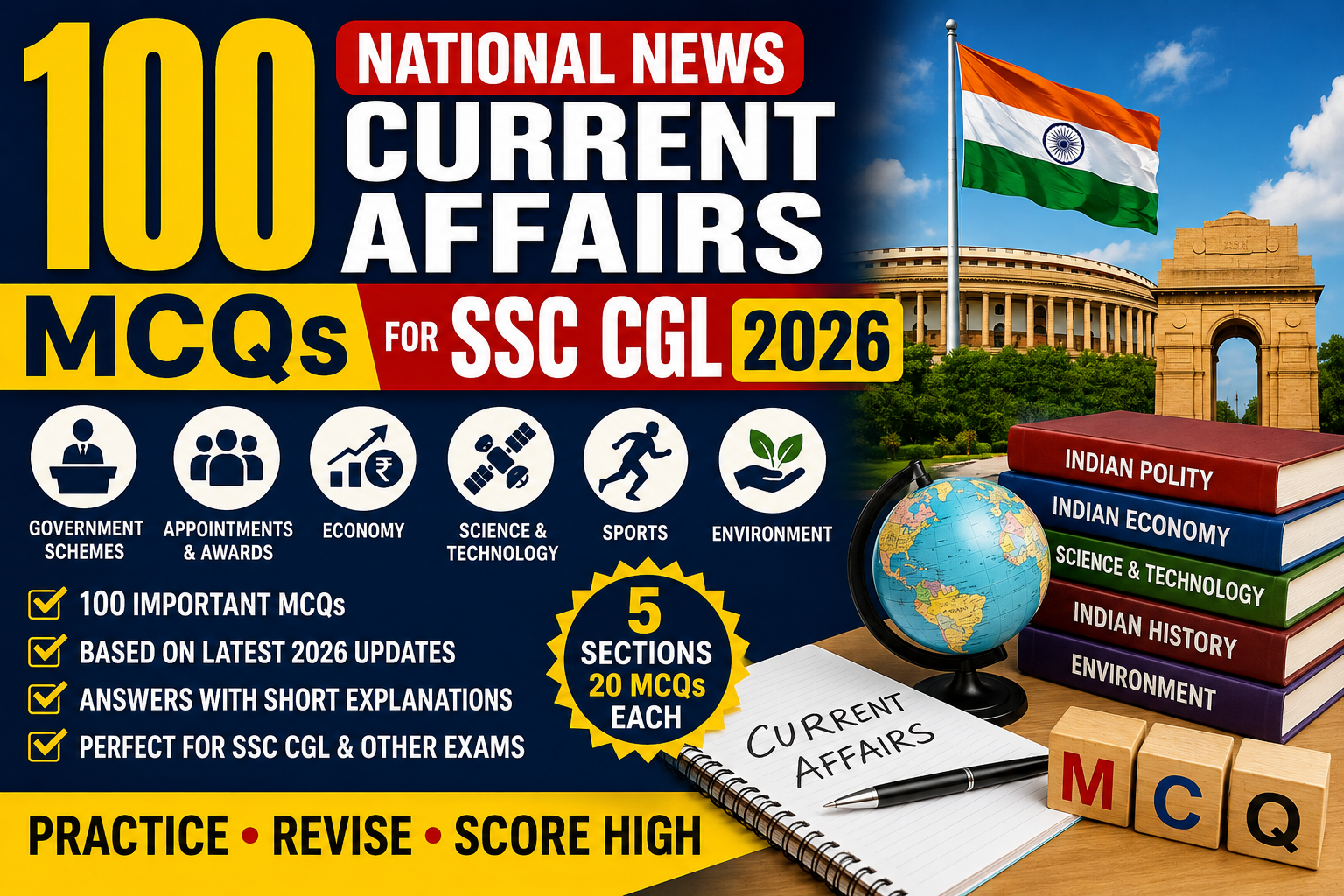 National News Current Affairs MCQs for SSC CGL 2026