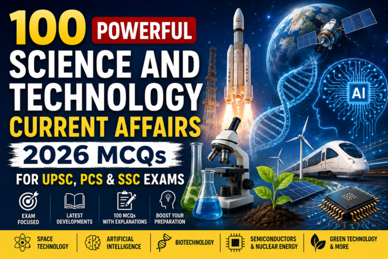 100 Amazing Science and Technology Current Affairs 2026 MCQs for UPSC, PCS , SSC etc.