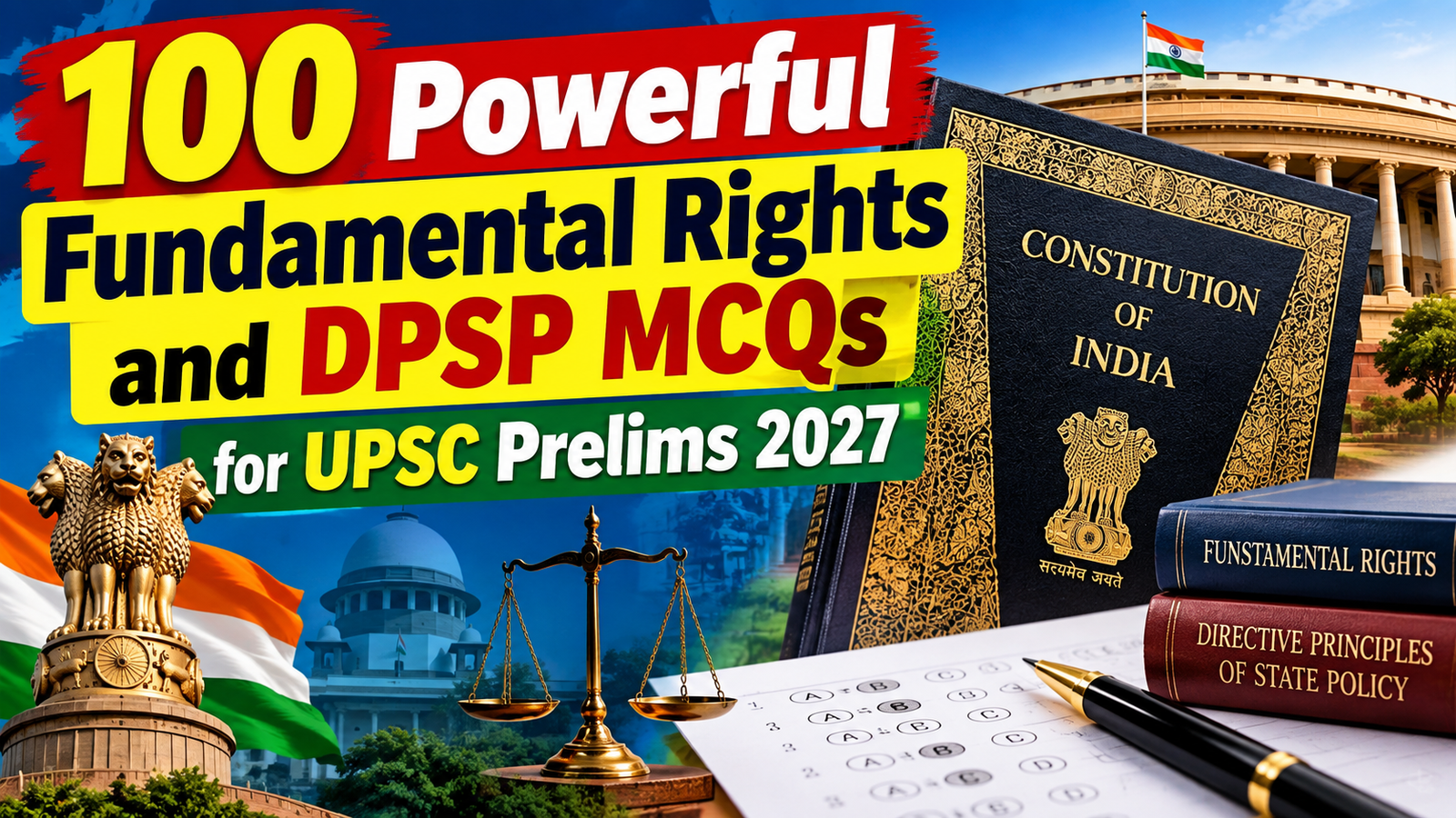 100 Powerful Fundamental Rights and DPSP MCQs for UPSC Prelims 2027