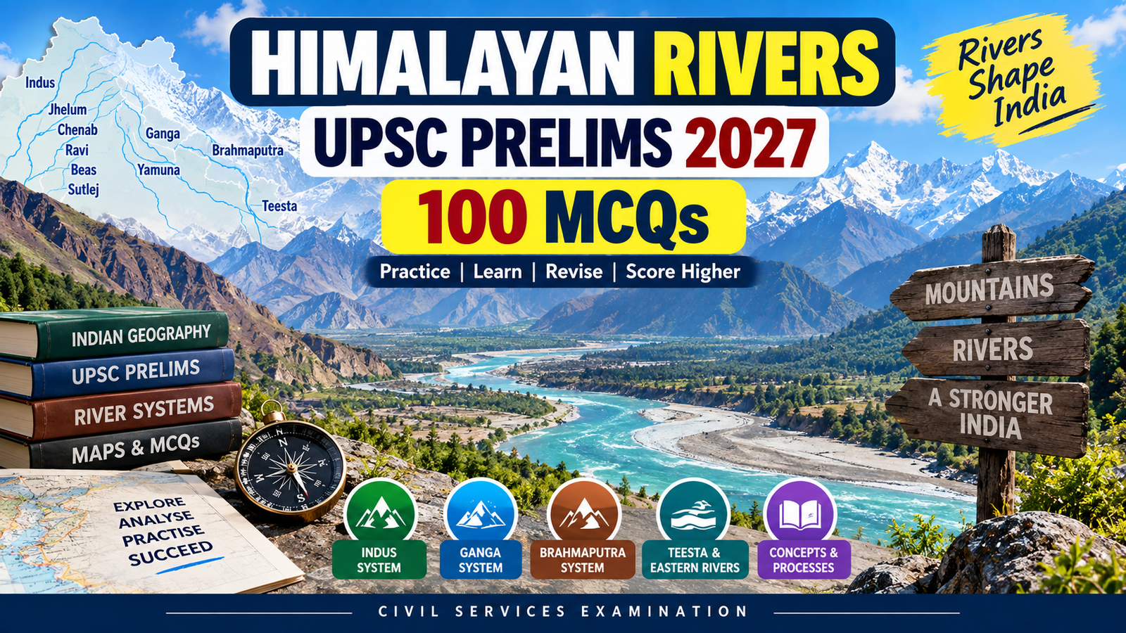 Himalayan Rivers UPSC Prelims 2027: 100 Outstanding MCQs with Answers & Explanations