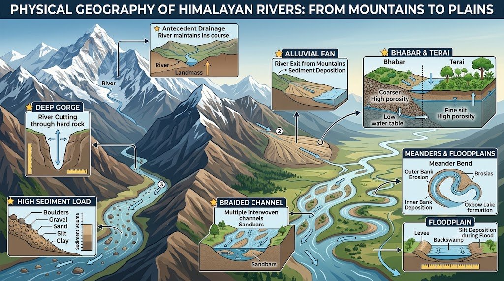 Himalayan Rivers UPSC Prelims 2027: Himalayan Drainage
